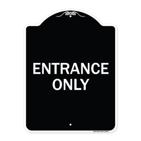 Parking Lot Entrance Only Heavy-Gauge Aluminum Architectural Sign, 24" x 18", BW-1824-23425